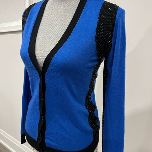 MICHAEL KORS BLACK CRYSTAL ACCENTED CARDIGAN (SIZE: XS) - Picture 2 of 3